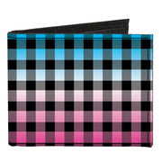 Canvas Bi-Fold Wallet - Buffalo Plaid Turquoise Fuchsia Fade Canvas Bi-Fold Wallets Buckle-Down   