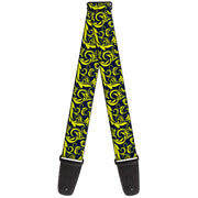 Guitar Strap - Filigree Navy Yellow Guitar Straps Buckle-Down   