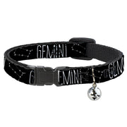 Cat Collar Breakaway - Zodiac GEMINI Constellation Black White Breakaway Cat Collars Buckle-Down   