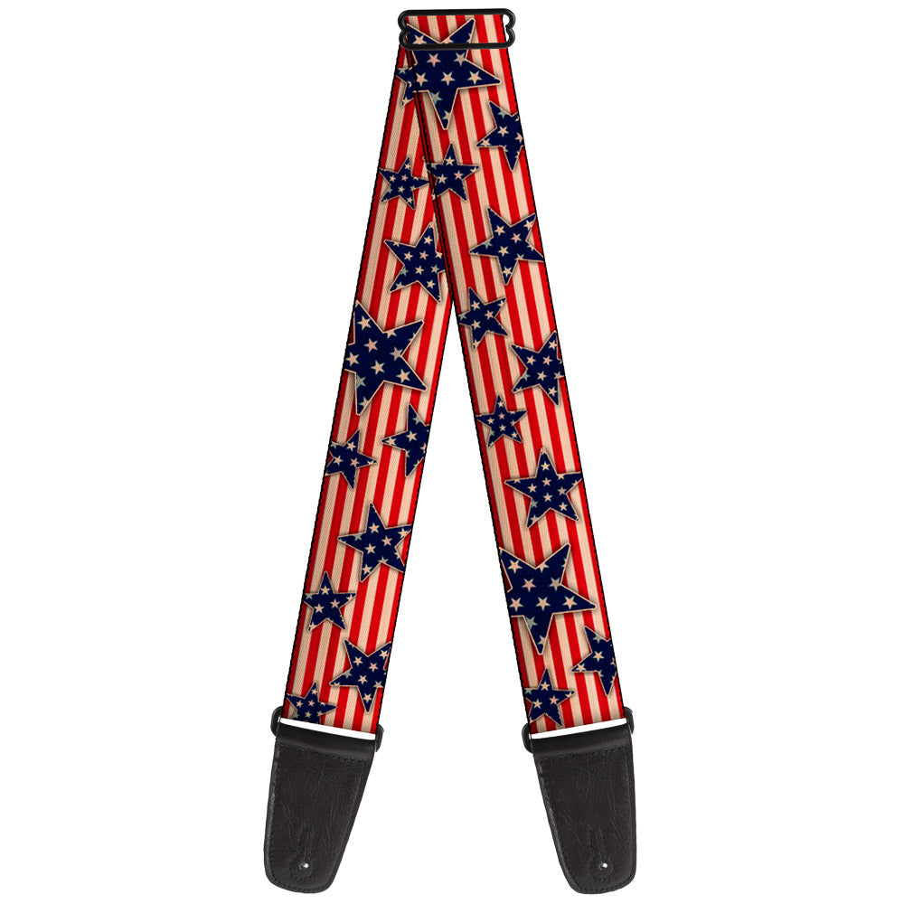 Guitar Strap - Americana Stars & Stripes Red White Blue White Guitar Straps Buckle-Down   