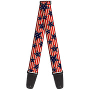 Guitar Strap - Americana Stars & Stripes Red White Blue White Guitar Straps Buckle-Down   