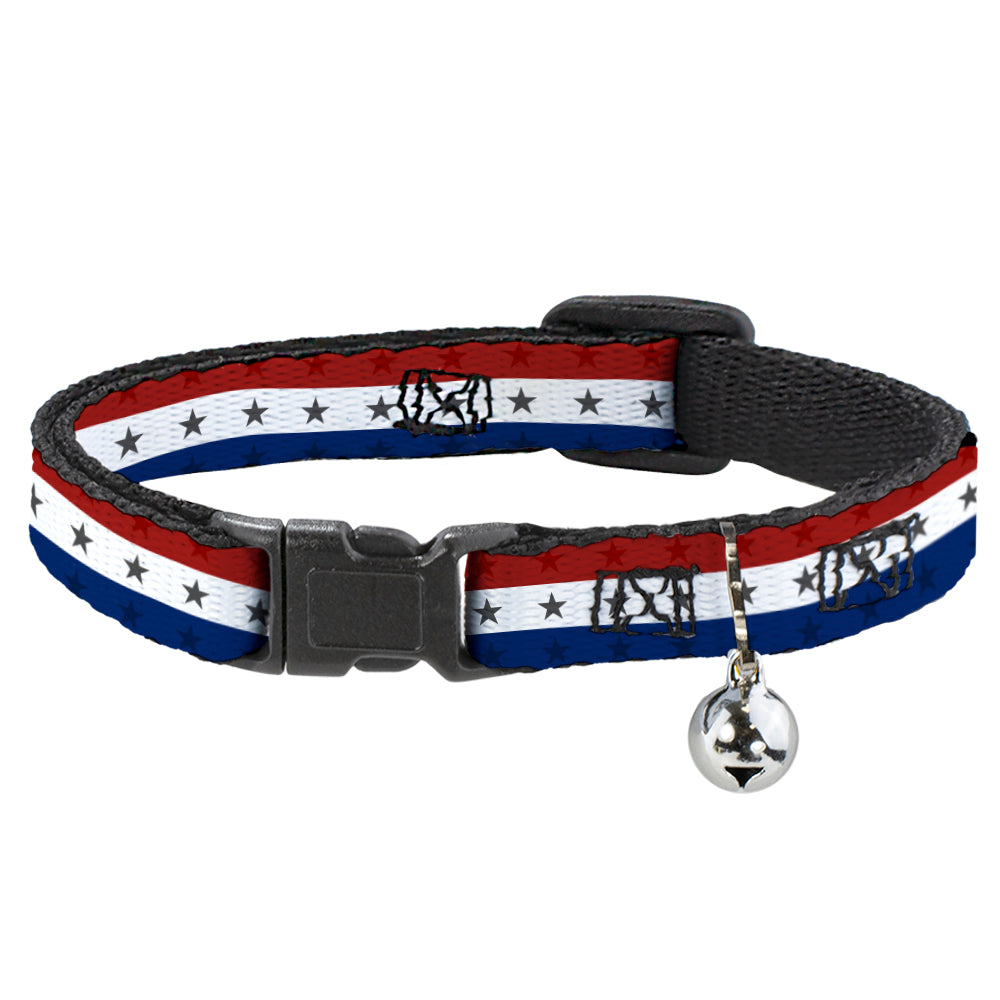 Cat Collar Breakaway - Americana Star Stripes Red White Blue Breakaway Cat Collars Buckle-Down   