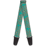 Guitar Strap - Cross Repeat Leopard Turquoise Pink Guitar Straps Buckle-Down   