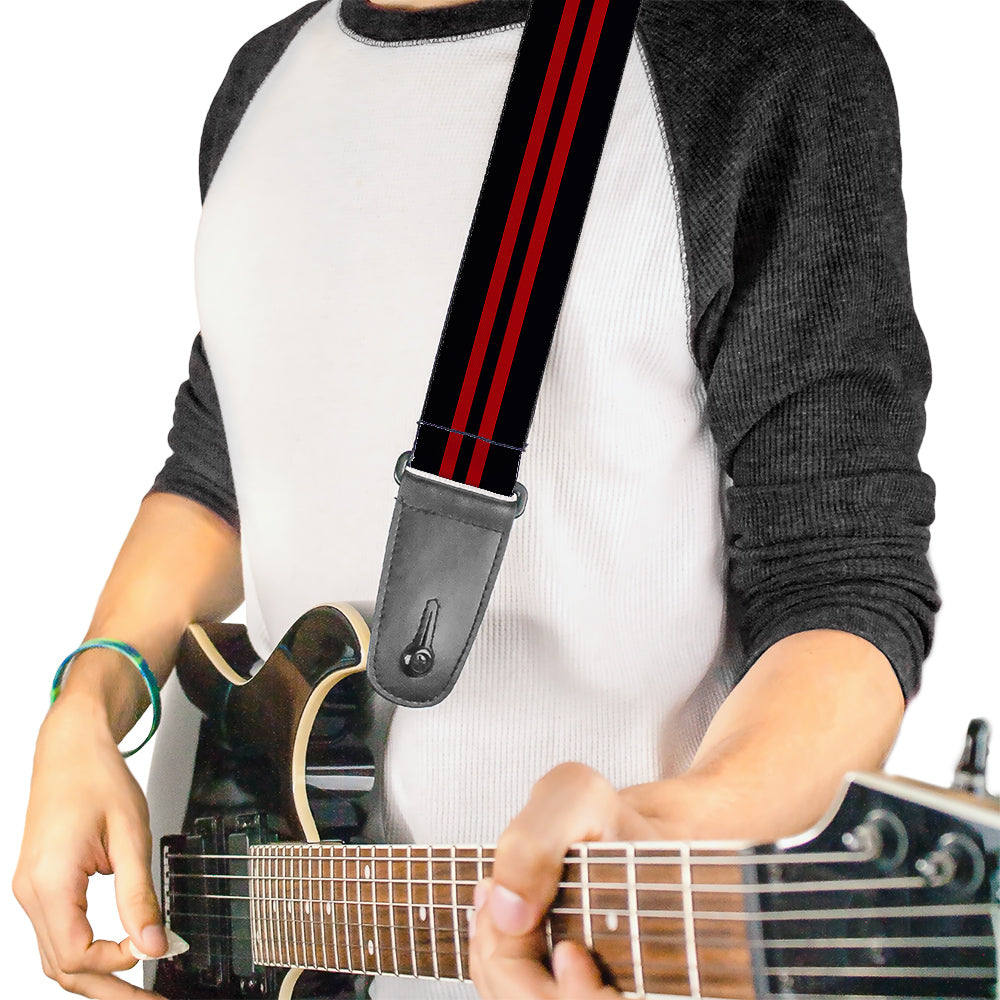 Guitar Strap - Stripe Black Red Guitar Straps Buckle-Down   