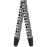 Guitar Strap - Skull & Cross Bones Blocks Black White White Black Guitar Straps Buckle-Down   
