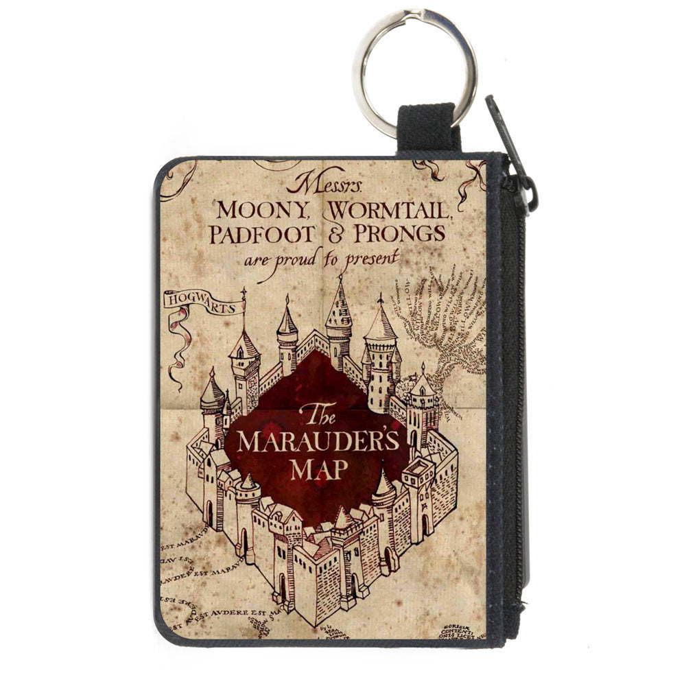 Canvas Zipper Wallet - MINI X-SMALL - Hogwarts School THE MARAUDER'S MAP Tan Reds Canvas Zipper Wallets Harry Potter Default Title