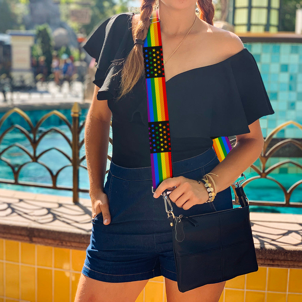 Purse Strap - Flag American Pride Rainbow Black Purse Straps Buckle-Down   