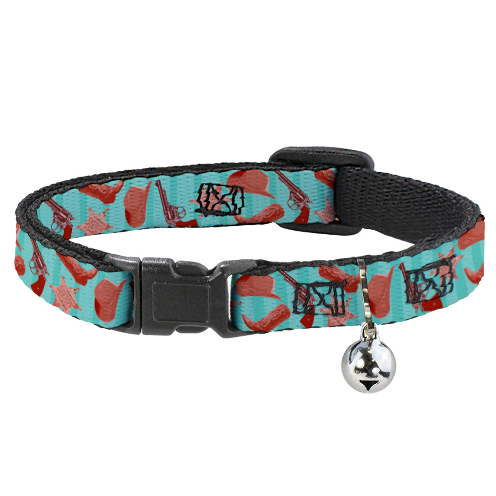 Cat Collar Breakaway - Sheriff's Gear Vertical Stripe Turquoise Browns Breakaway Cat Collars Buckle-Down   