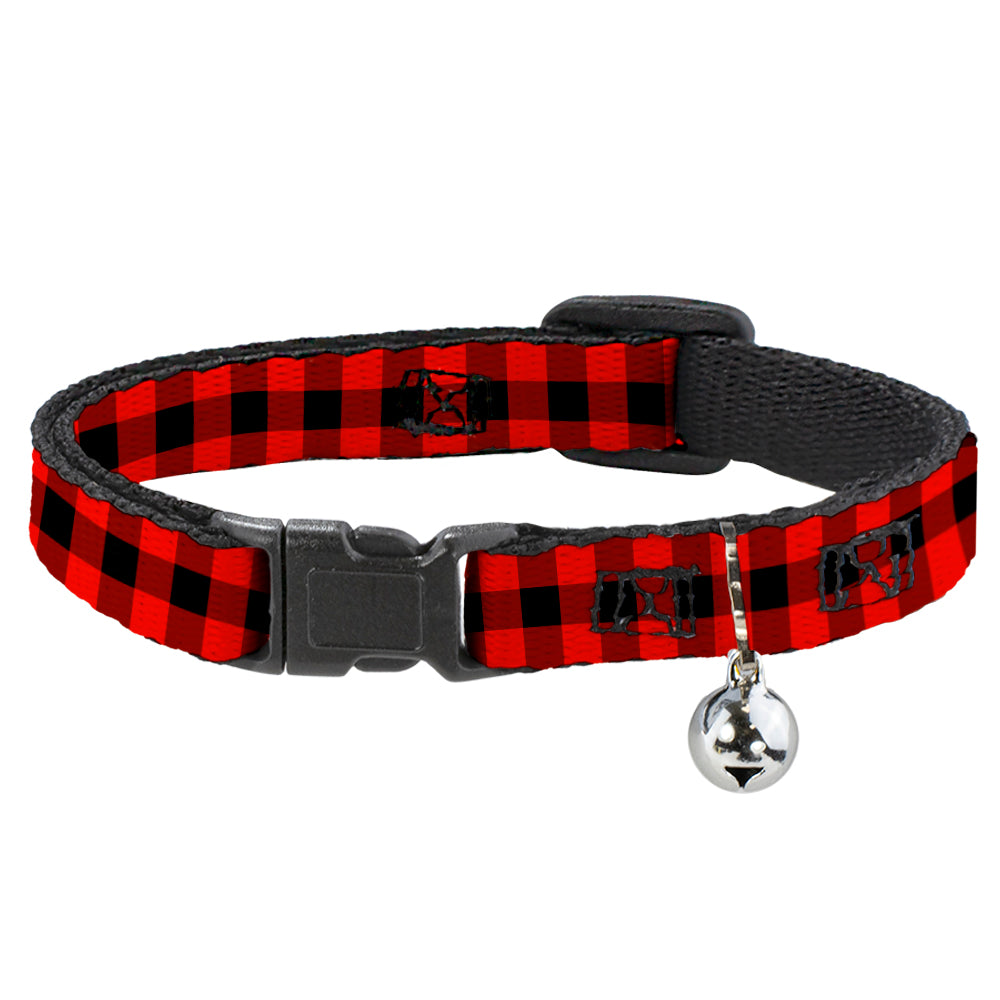Cat Collar Breakaway - Buffalo Plaid Black Red Breakaway Cat Collars Buckle-Down   