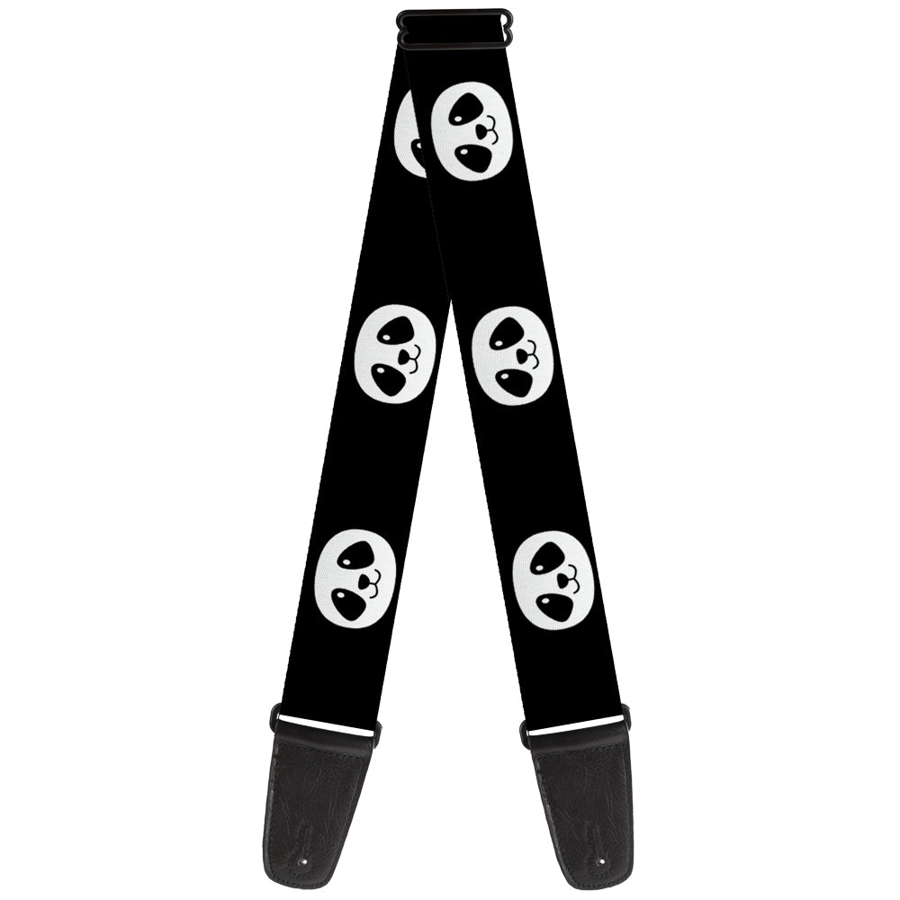 Guitar Strap - Smiling Panda Face Black White Guitar Straps Buckle-Down   