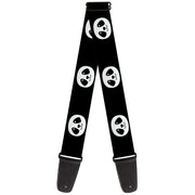 Guitar Strap - Smiling Panda Face Black White Guitar Straps Buckle-Down   