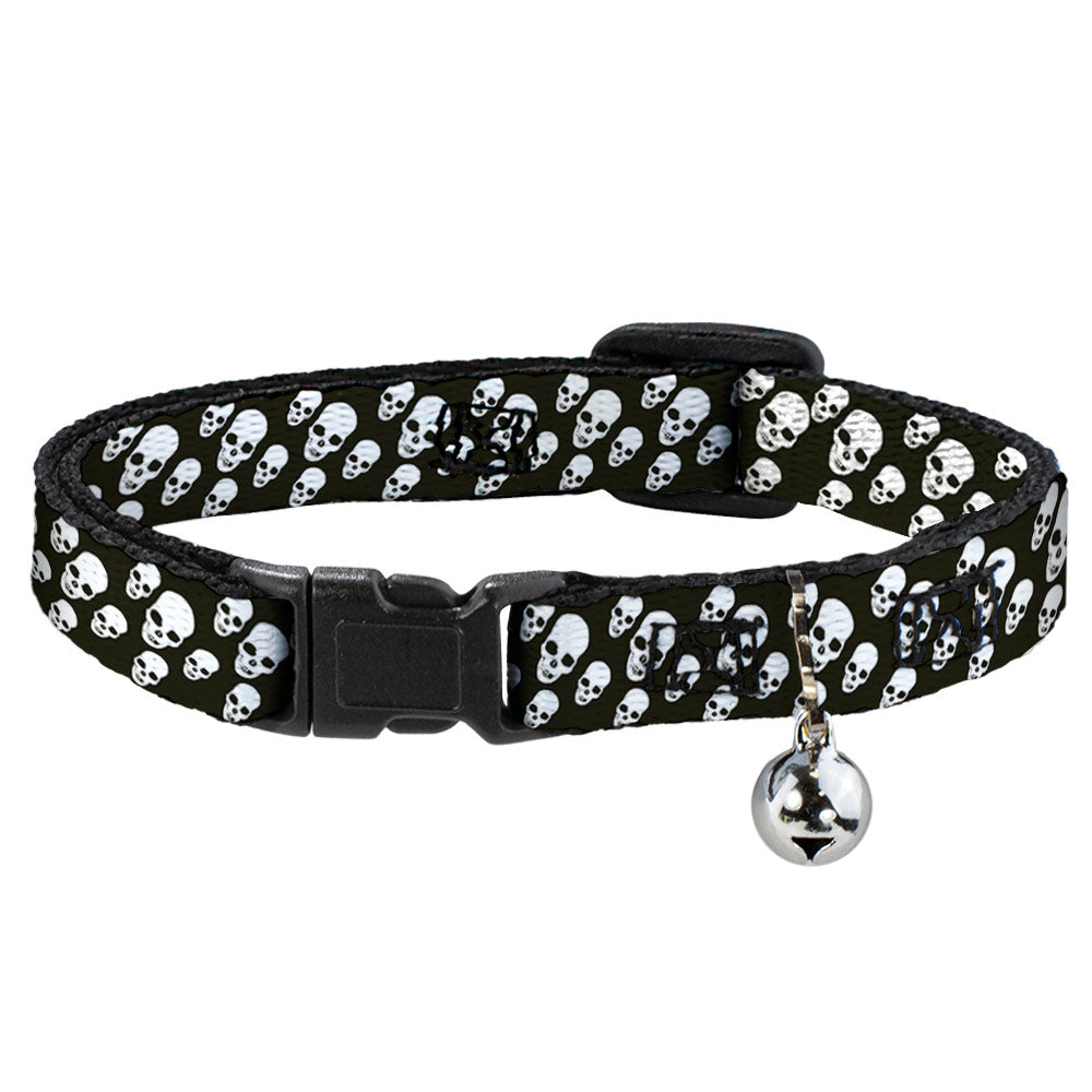 Cat Collar Breakaway - Tilted Skulls Black White Breakaway Cat Collars Buckle-Down   