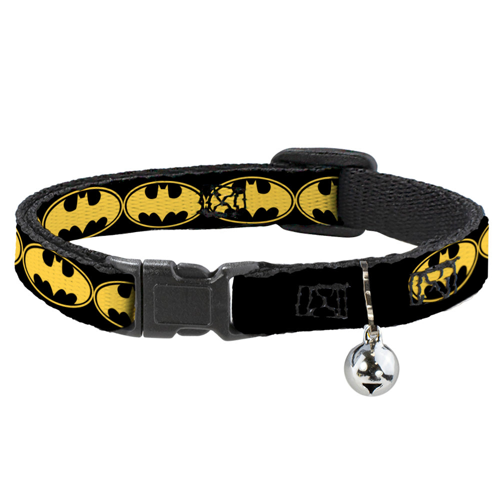 Cat Collar Breakaway - Bat Signal-3 Black Yellow Black Breakaway Cat Collars DC Comics   