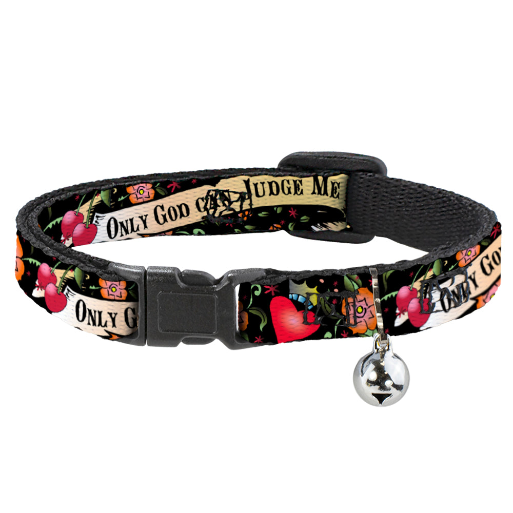 Cat Collar Breakaway - Only God Can Judge Me Black Breakaway Cat Collars Buckle-Down   
