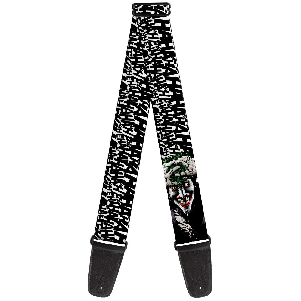 Guitar Strap - Joker The Killing Joke Holding Head Pose HAHAHA Repeat White Black Guitar Straps DC Comics   