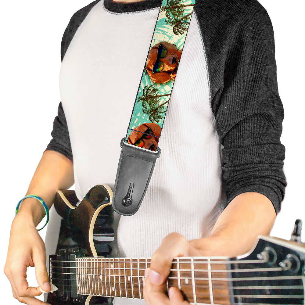 Guitar Strap - Dachshund in Shades w Palm Trees Guitar Straps Buckle-Down   