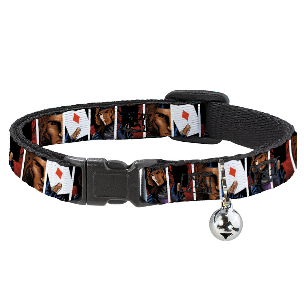 Cat Collar Breakaway with Bell - X-Men Gambit Cards 4-Pose Blocks Breakaway Cat Collars Marvel Comics   