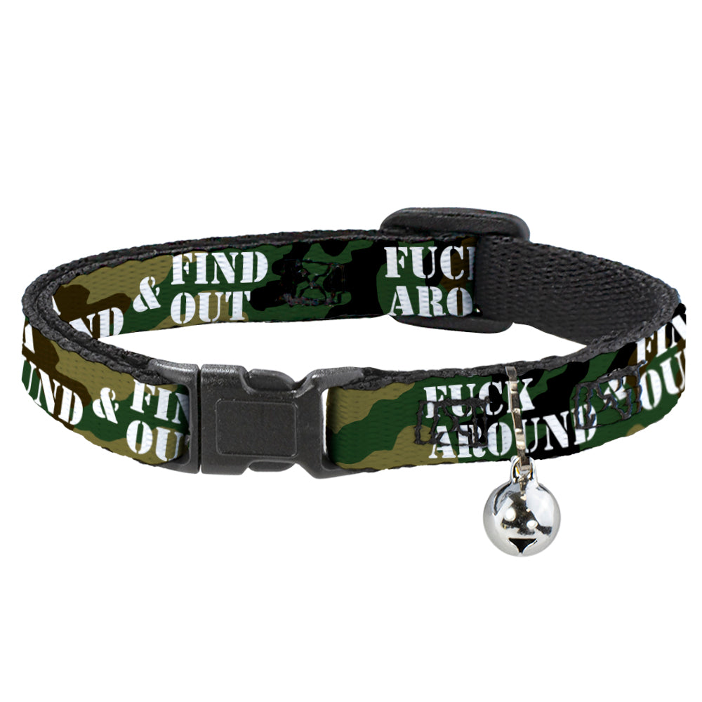 Cat Collar Breakaway - FAFO FUCK AROUND & FIND OUT Stencil Camo White Breakaway Cat Collars Buckle-Down   