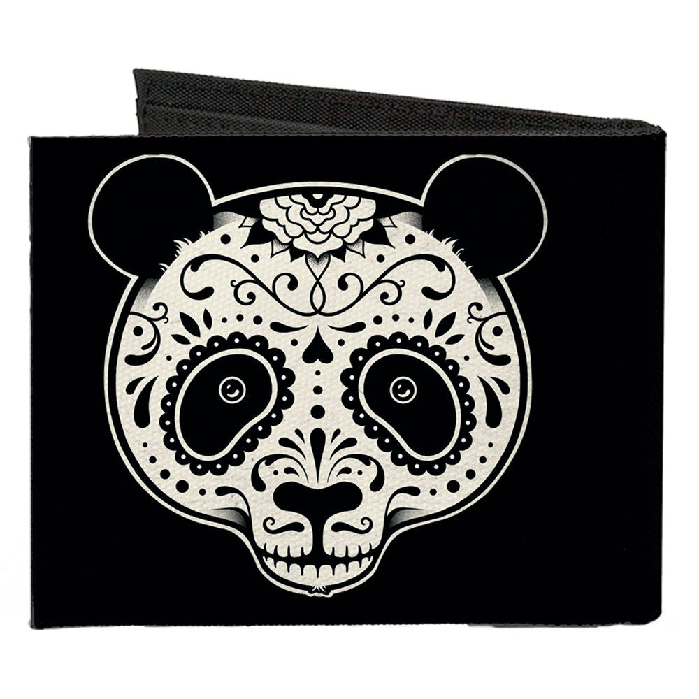 Canvas Bi-Fold Wallet - Panda Bear Sugar Skull Black White Canvas Bi-Fold Wallets Buckle-Down   