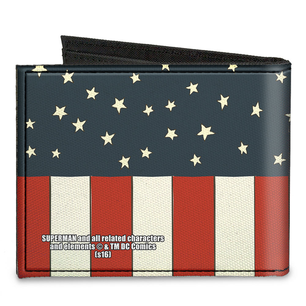 Canvas Bi-Fold Wallet - Superman Shield Americana Red White Blue Yellow Canvas Bi-Fold Wallets DC Comics   