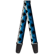 Guitar Strap - Plaid X Gradient Black White Blue Guitar Straps Buckle-Down   