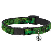 Cat Collar Breakaway - GREEN LANTERN Logo Collage Weathered Greens Breakaway Cat Collars DC Comics   
