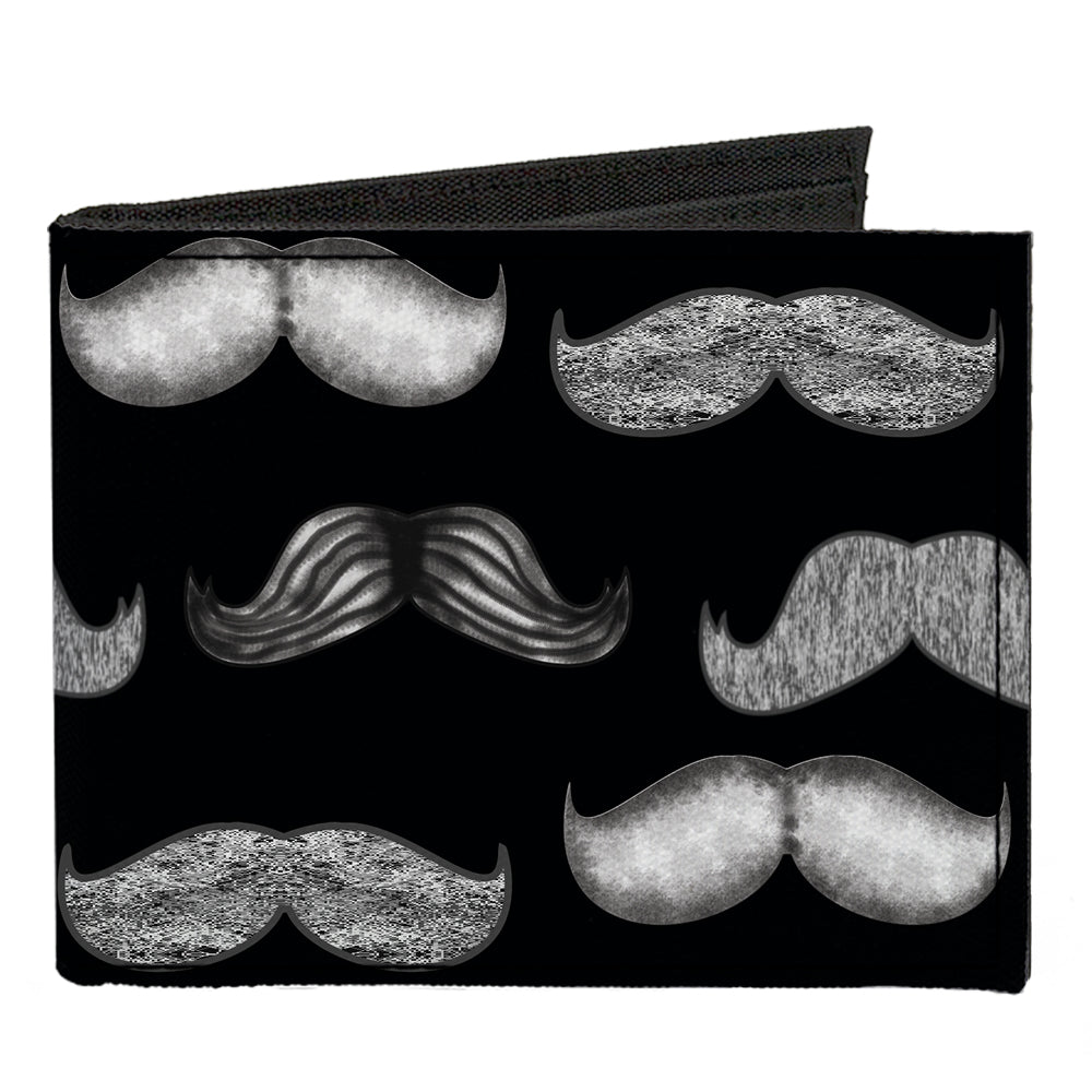Canvas Bi-Fold Wallet - Mustache Sketch Black White Canvas Bi-Fold Wallets Buckle-Down   