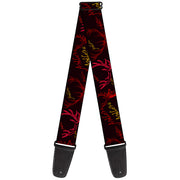 Guitar Strap - Antlers Black Burgundy Gold Guitar Straps Buckle-Down   