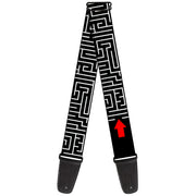 Guitar Strap - Maze Black White Red Guitar Straps Buckle-Down   