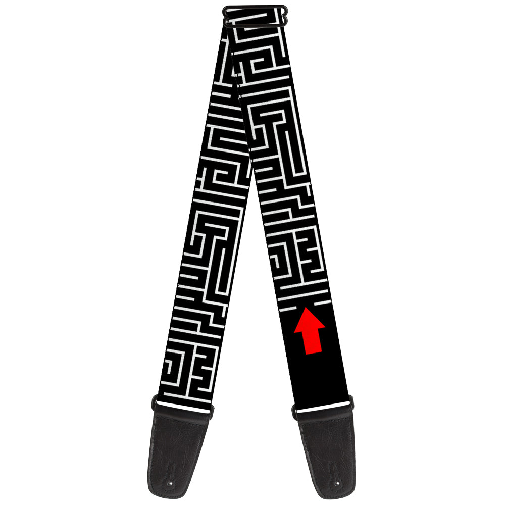 Guitar Strap - Maze Black White Red Guitar Straps Buckle-Down   