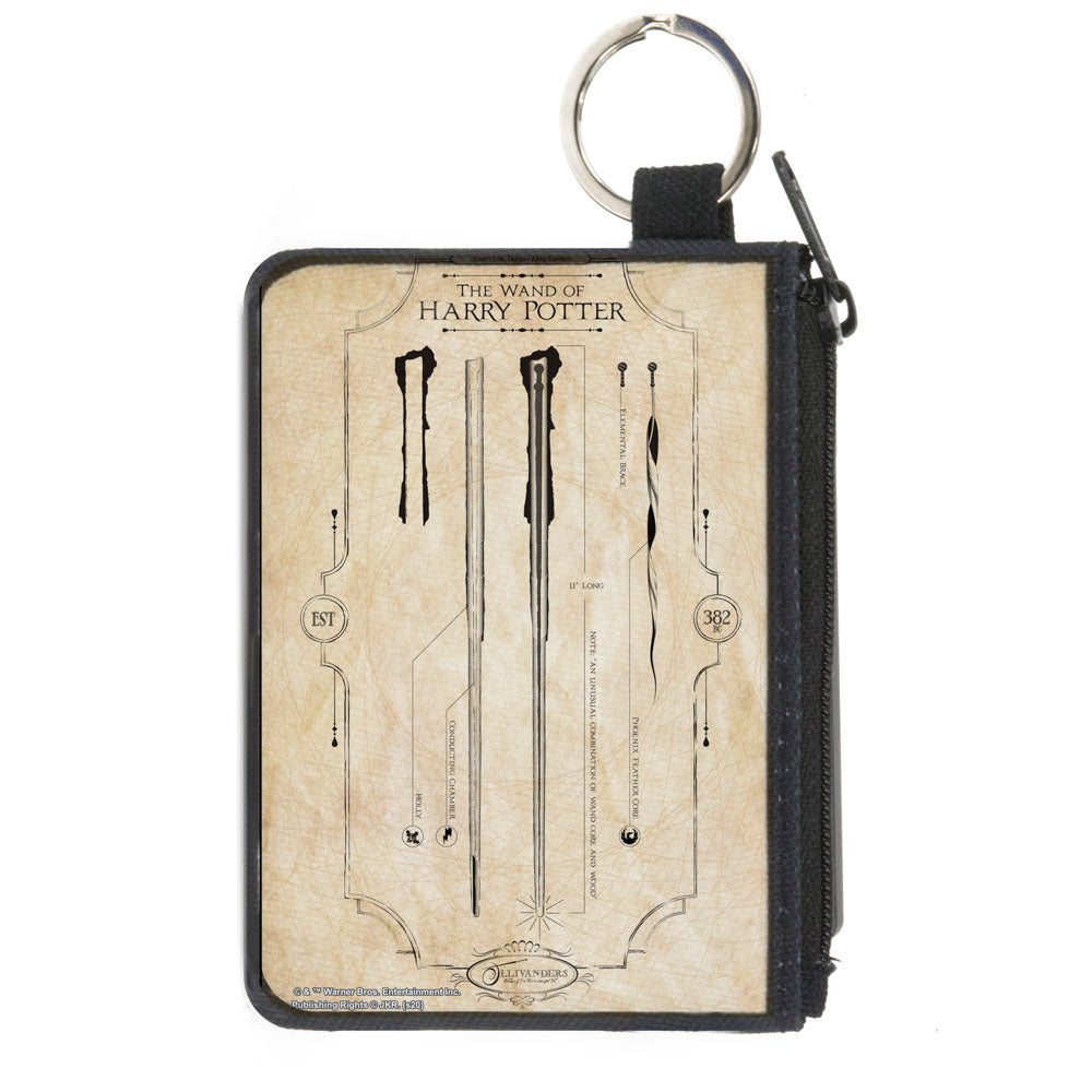 Canvas Zipper Wallet - MINI X-SMALL - Harry Potter THE WAND OF POTTER Anatomy Tans Black Canvas Zipper Wallets Harry Potter