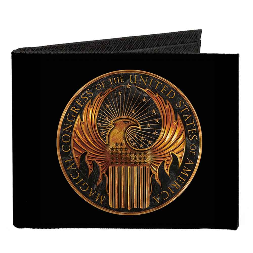 Canvas Bi-Fold Wallet - MACUSA Seal Black Golds Canvas Bi-Fold Wallets Fantastic Beasts and Where to Find Them Default Title