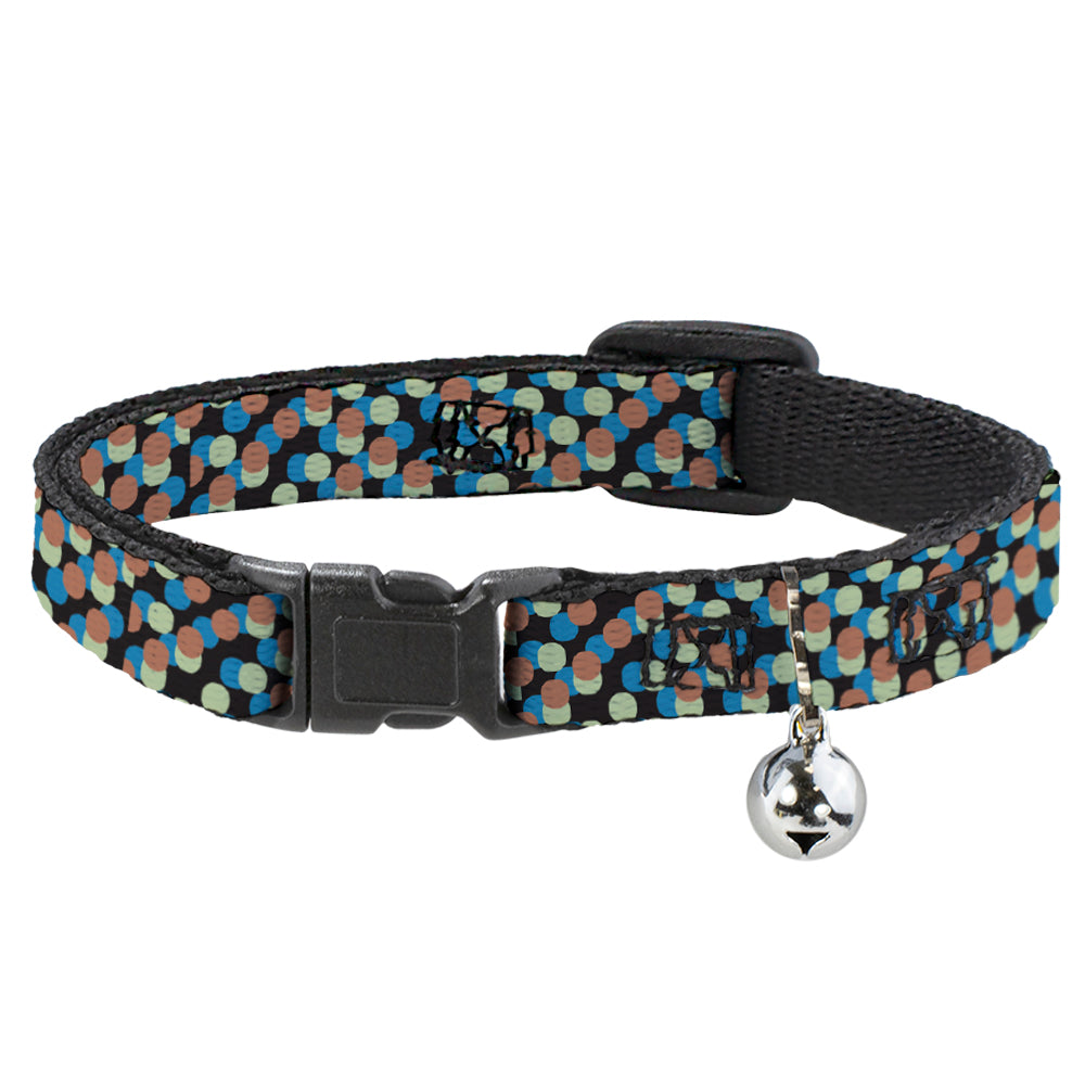 Cat Collar Breakaway - Polka Dots Stacked Black Blue Sage Brown Breakaway Cat Collars Buckle-Down   