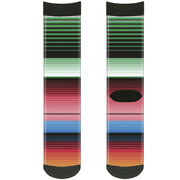 Sock Pair - Polyester - Zarape5 Vertical Multi Color Stripe - CREW Socks Buckle-Down   
