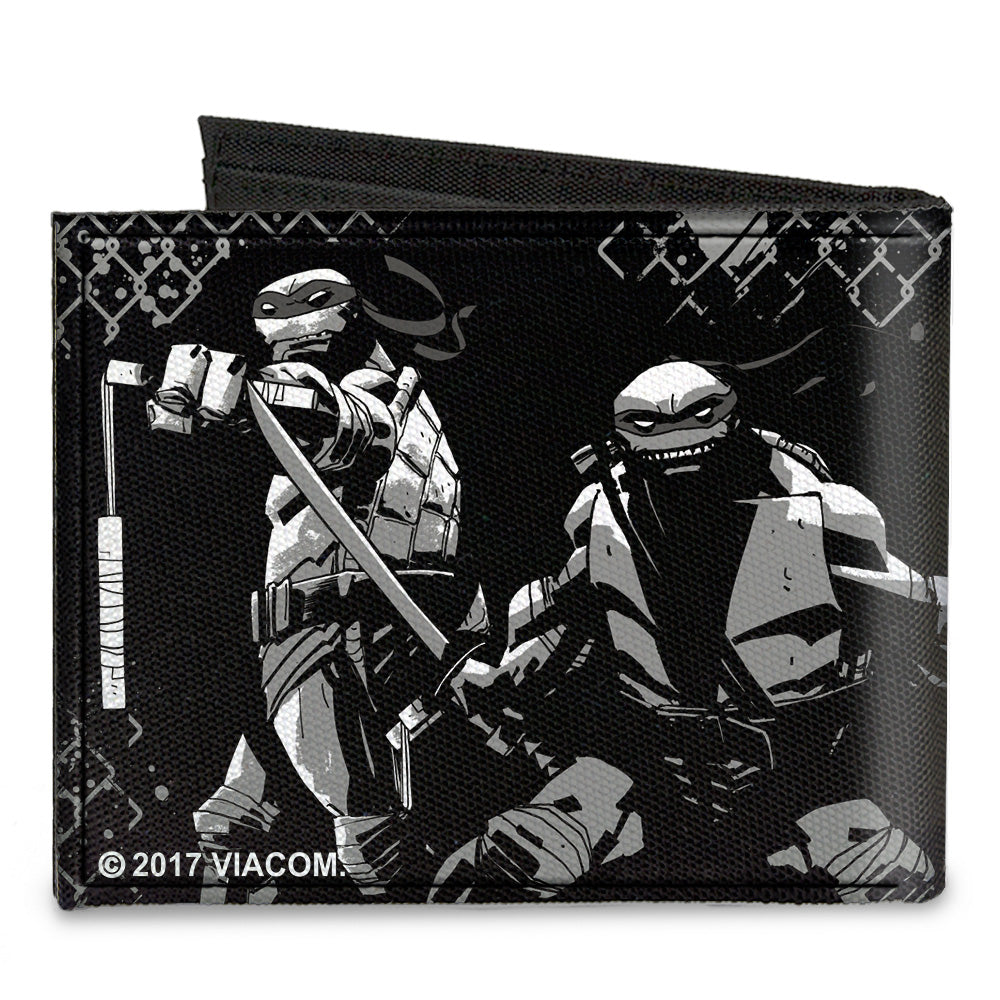 Canvas Bi-Fold Wallet - Ninja Turtles Street Group Pose17 Black Grays Canvas Bi-Fold Wallets Teenage Mutant Ninja Turtles