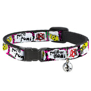 Cat Collar Breakaway - Pure Punk w Safety Pins Black Fuchsia White Breakaway Cat Collars Buckle-Down   