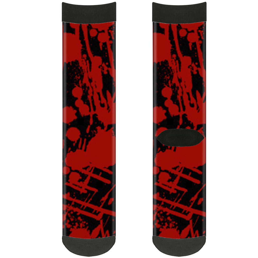 Sock Pair - Polyester - Splatter Black Red - CREW Socks Buckle-Down   
