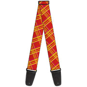 Guitar Strap - Plaid X4 Fluorescent Oranges Pinks Yellow Guitar Straps Buckle-Down   