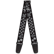 Guitar Strap - Elegant Crosses Stars Studs Black Grays Guitar Straps Buckle-Down   