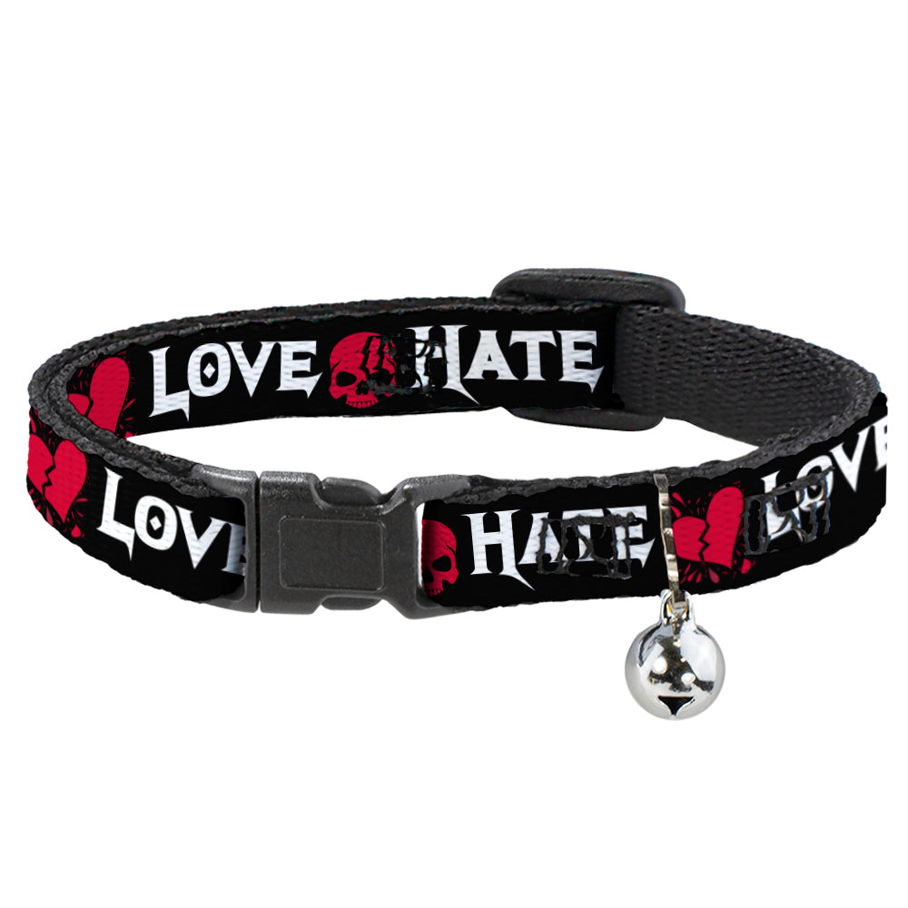 Cat Collar Breakaway - Love Hate Black White Fuchsia Breakaway Cat Collars Buckle-Down   