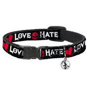 Cat Collar Breakaway - Love Hate Black White Fuchsia Breakaway Cat Collars Buckle-Down   