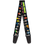 Guitar Strap - DC Originals SUPER HEROES HAVE ISSUES TOO! Faces Issues Black Guitar Straps DC Comics   