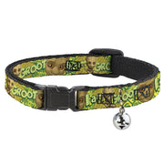 GUARDIANS OF THE GALAXY - EVERGREEN Cat Collar Breakaway - Baby Groot Pose Face I AM GROOT Browns Greens Yellows Breakaway Cat Collars Marvel Comics   