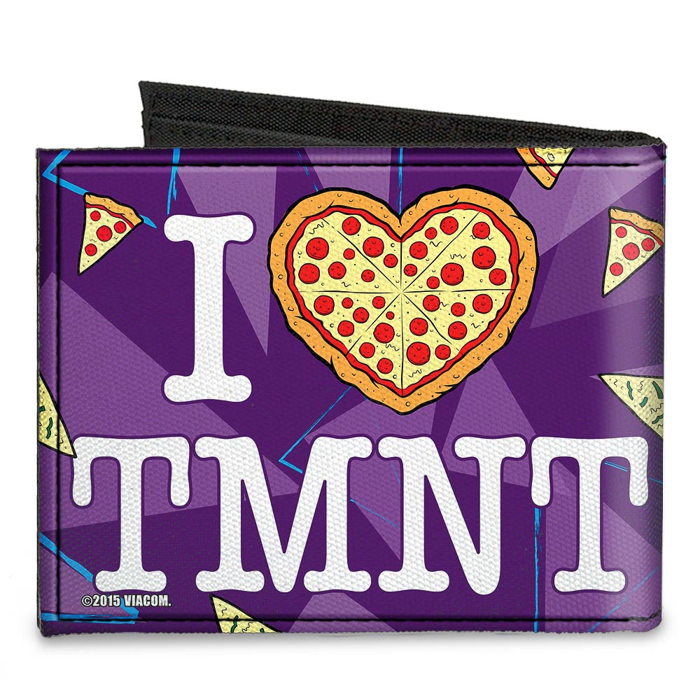Canvas Bi-Fold Wallet - Classic TMNT Faces + I "PIZZA-HEART" TMNT Purple Pizza Canvas Bi-Fold Wallets Nickelodeon   