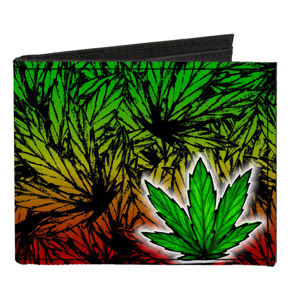Canvas Bi-Fold Wallet - Marijuana Haze Rasta White Canvas Bi-Fold Wallets Buckle-Down   