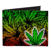 Canvas Bi-Fold Wallet - Marijuana Haze Rasta White Canvas Bi-Fold Wallets Buckle-Down   