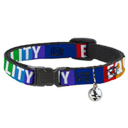 Cat Collar Breakaway with Bell - EQUALITY Blocks Rainbow Blue White - NARROW Fits 8.5-12" Breakaway Cat Collars Buckle-Down   