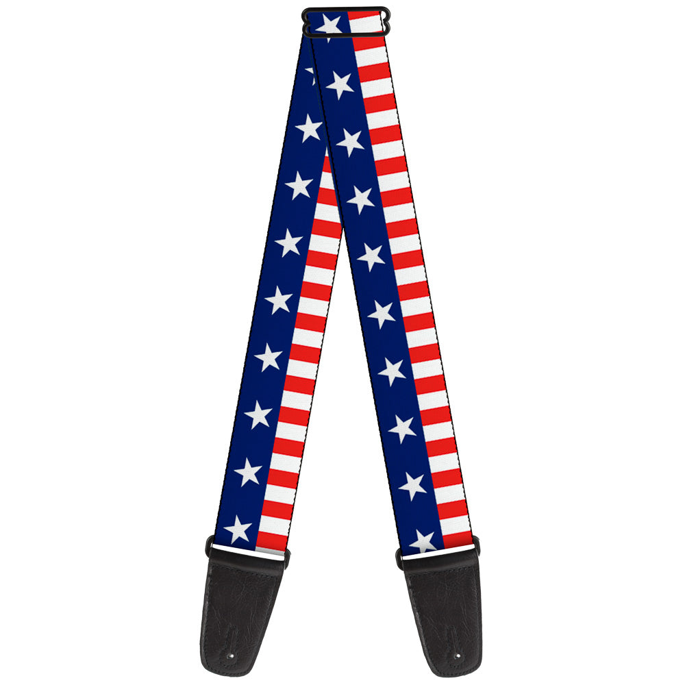 Guitar Strap - Americana Stars & Stripes2 Blue White Red White Guitar Straps Buckle-Down   