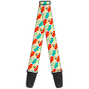 Guitar Strap - Owl Eyes Yellow Reds Blues Guitar Straps Buckle-Down   