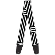 Guitar Strap - Stripe Blocks Black White Guitar Straps Buckle-Down   